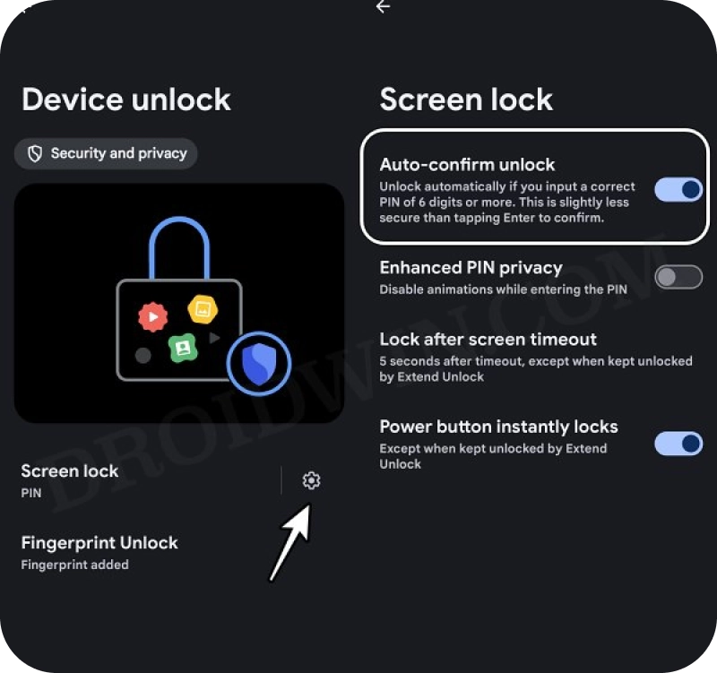 Auto-Confirm Unlock Feature in Android 14